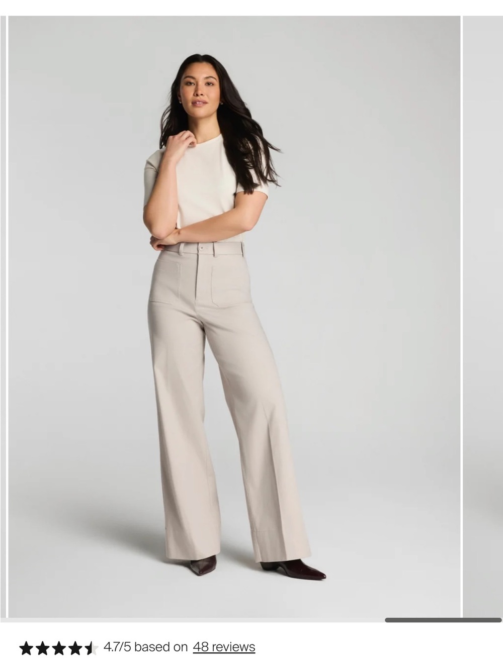 SPANX Petite Wide-Leg Pants in Light Beige